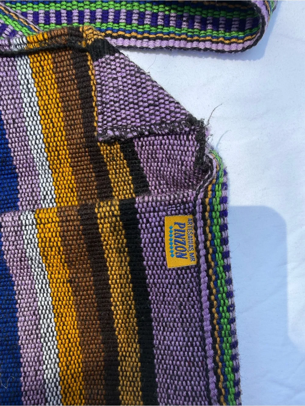 Artisanal Handwoven Crossbody Bag in Purple, Green & Brown